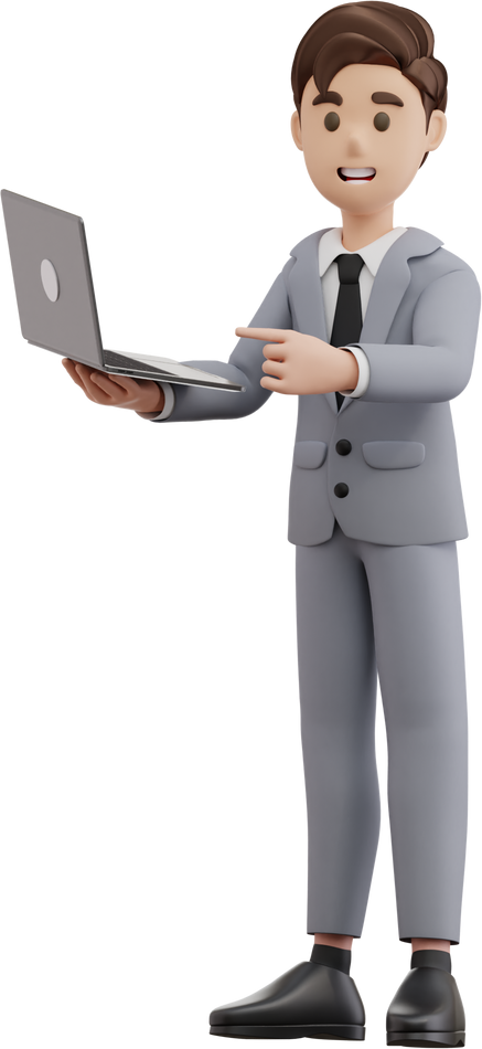 Businessman Standing with Laptop